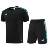2023/24 Black AD short sleeve Training Shorts Suit