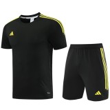 2023/24 Black AD short sleeve Training Shorts Suit