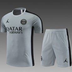 2023/24 PSG Gray short sleeve Training Shorts Suit