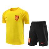 2023/24 China PR Yellow short sleeve Training Shorts Suit