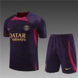 2023/24 PSG Purple short sleeve Training Shorts Suit