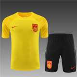 2023/24 China PR Yellow short sleeve Training Shorts Suit
