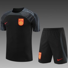 2023/24 China PR Black short sleeve Training Shorts Suit