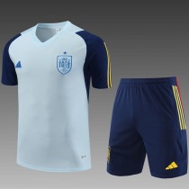 2023/24 Spain light blue short sleeve Training Shorts Suit