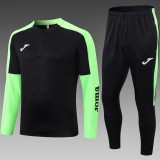 2023 Black Black and green Half Pull Tracksuit