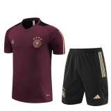 2023/24 Germany Maroon short sleeve Training Shorts Suit