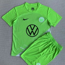 2023/24 Wolfsburg Home Light Green Fans Kids Soccer jersey