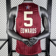2023 EDWARDS #5 Red NBA Jerseys