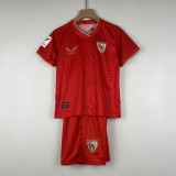 2023/24 Sevilla Away Red Fans Kids Soccer jersey