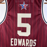 2023 EDWARDS #5 Red NBA Jerseys