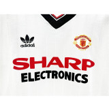 1982/83 Man Utd Away White Retro Long Sleeve Soccer jersey