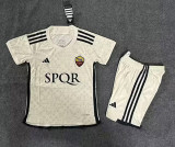 2023/24 Roma Away White Fans Kids Soccer jersey