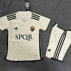 2023/24 Roma Away White Fans Kids Soccer jersey