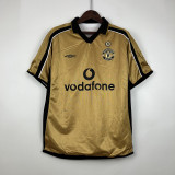 2001/02 Man Utd 100th Anniversary Edition Yellow Retro Soccer jersey