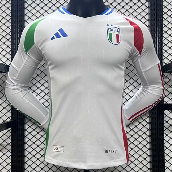 2024 Italy Away White Player Long Sleeve Soccer jersey