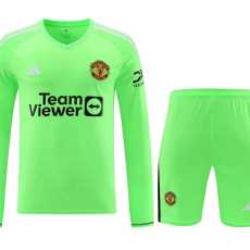2023/24 Man Utd GKG Green Fans Long Sleeve Men Sets Soccer jersey