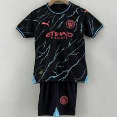 2023/24 Man City 3RD Black Fans Kids Soccer jersey