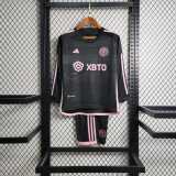 2023/24 Inter Miami Away Black Fans Long Sleeve Kids Soccer jersey