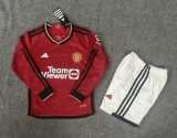 2023/24 Man Utd Home Red Fans Long Sleeve Kids Soccer jersey