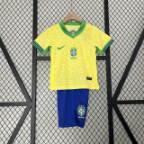 2024 Brazil Home Yellow Fans Kids Soccer jersey