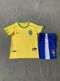 1998 Brazil Home Yellow Retro Kids Soccer jersey