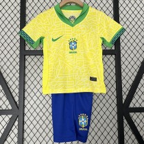 2024 Brazil Home Yellow Fans Kids Soccer jersey