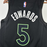 2023 TIMBERWOLVES EDWARDS #5 Black NBA Jerseys