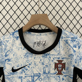 2024 Portugal Away Blue Fans Kids Soccer jersey