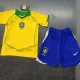 2004 Brazil Home Retro Kids Soccer jersey
