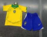 2004 Brazil Home Retro Kids Soccer jersey