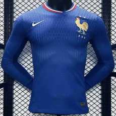 2024 France Home Blue Player Long Sleeve Soccer jersey