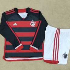 2024/25 Flamengo Home Red Fans Long Sleeve Kids Soccer jersey