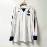 1980 France Away White Retro Long Sleeve Soccer jersey