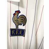 1980 France Away White Retro Long Sleeve Soccer jersey