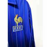 1980 France Home Blue Retro Long Sleeve Soccer jersey