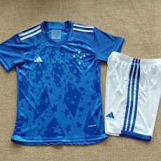 2024/25 Cruzeiro Home Blue Fans Kids Soccer jersey