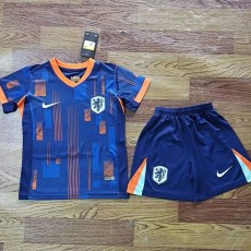 2024 Netherlands Away Blue Fans Kids Soccer jersey