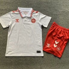 2024 Denmark Away White Fans Kids Soccer jersey