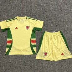 2024 Wales Away Yellow Fans Kids Soccer jersey