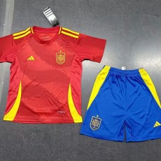 2024 Spain Home Red Fans Kids Soccer jersey