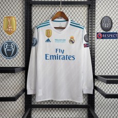 2017/18 R MAD Home White Retro Long Sleeve Soccer jersey