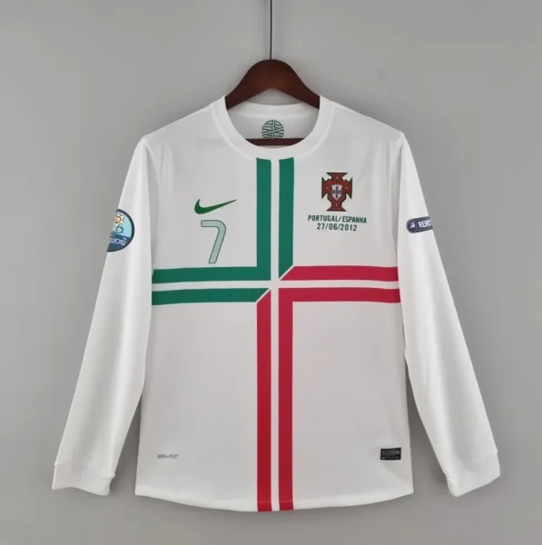 2012/13 Portugal Away White Retro Long Sleeve Soccer jersey