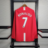 2007/08 Man Utd Home Red Retro Long Sleeve Soccer jersey