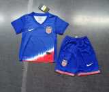 2024 USA Away Blue Fans Kids Soccer jersey