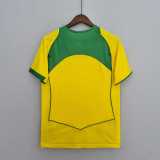 2004 Brazil Home Yellow Retro Soccer jersey