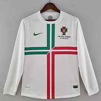 2012/13 Portugal Away White Retro Long Sleeve Soccer jersey