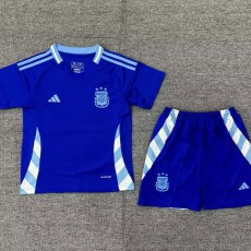2024 Argentina Away Blue Fans Kids Soccer jersey