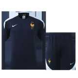 2024 France Black Training Shorts Suit