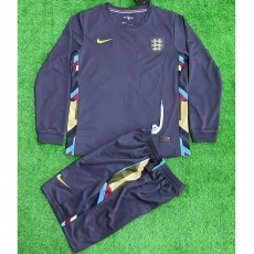 2024 England Away Dark Blue Fans Long Sleeve Men Sets Soccer jersey