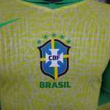 2024 Brazil Home Yellow Player Long Sleeve Soccer jersey